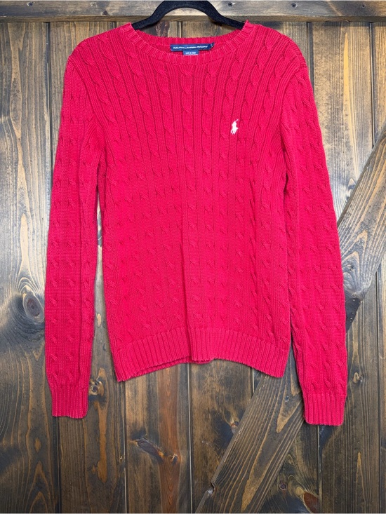 Ralph Lauren Sweaters - Ralph Lauren Red Cable-Knit Crewneck Sweater